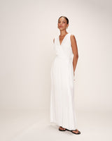Robe longue drapee ecru Regis
