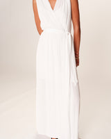 Robe longue drapee ecru Regis