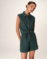Knotted cotton shirt emeraude Reglisse_13114
