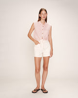 Knotted cotton shirt poudre Reglisse_13114
