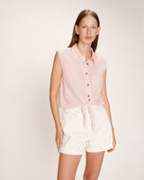 Knotted cotton shirt poudre Reglisse_13114