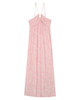Robe longue bustier a fleurs rose Reine