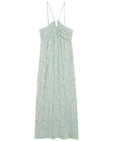Robe longue bustier a fleurs vert Reine