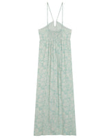 Robe longue bustier a fleurs vert Reine