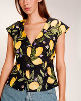 Lemon print blouse black Remy
