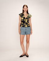 Lemon print blouse black Remy