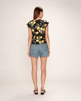 Lemon print blouse black Remy