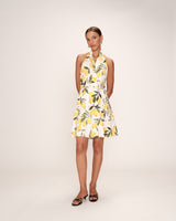 Robe courte a motif citrons ecru Renata