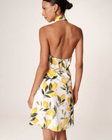 Robe courte a motif citrons ecru Renata