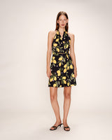 Robe courte a motif citrons noir Renata