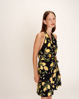 Robe courte a motif citrons noir Renata