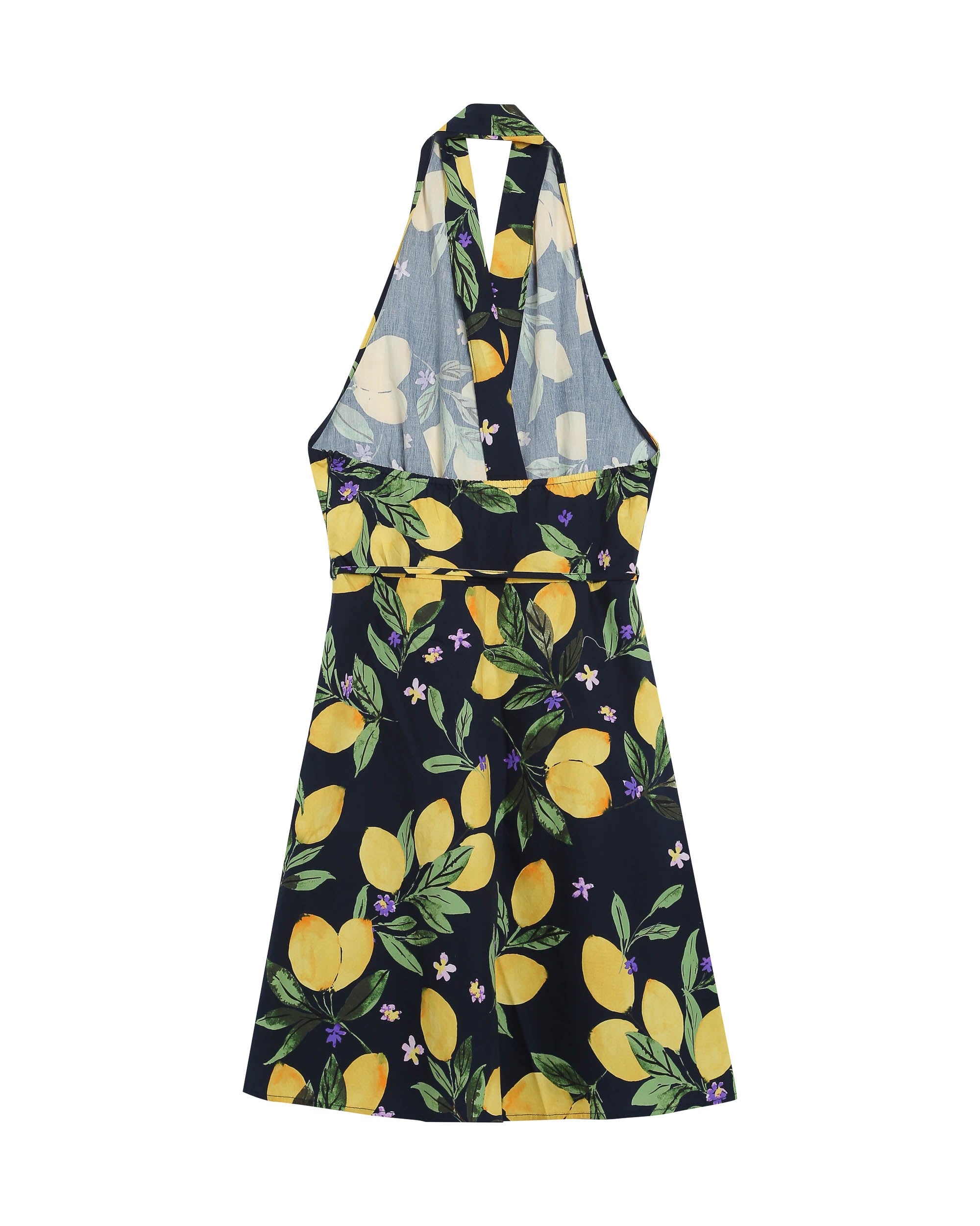 Robe courte a motif citrons noir Renata