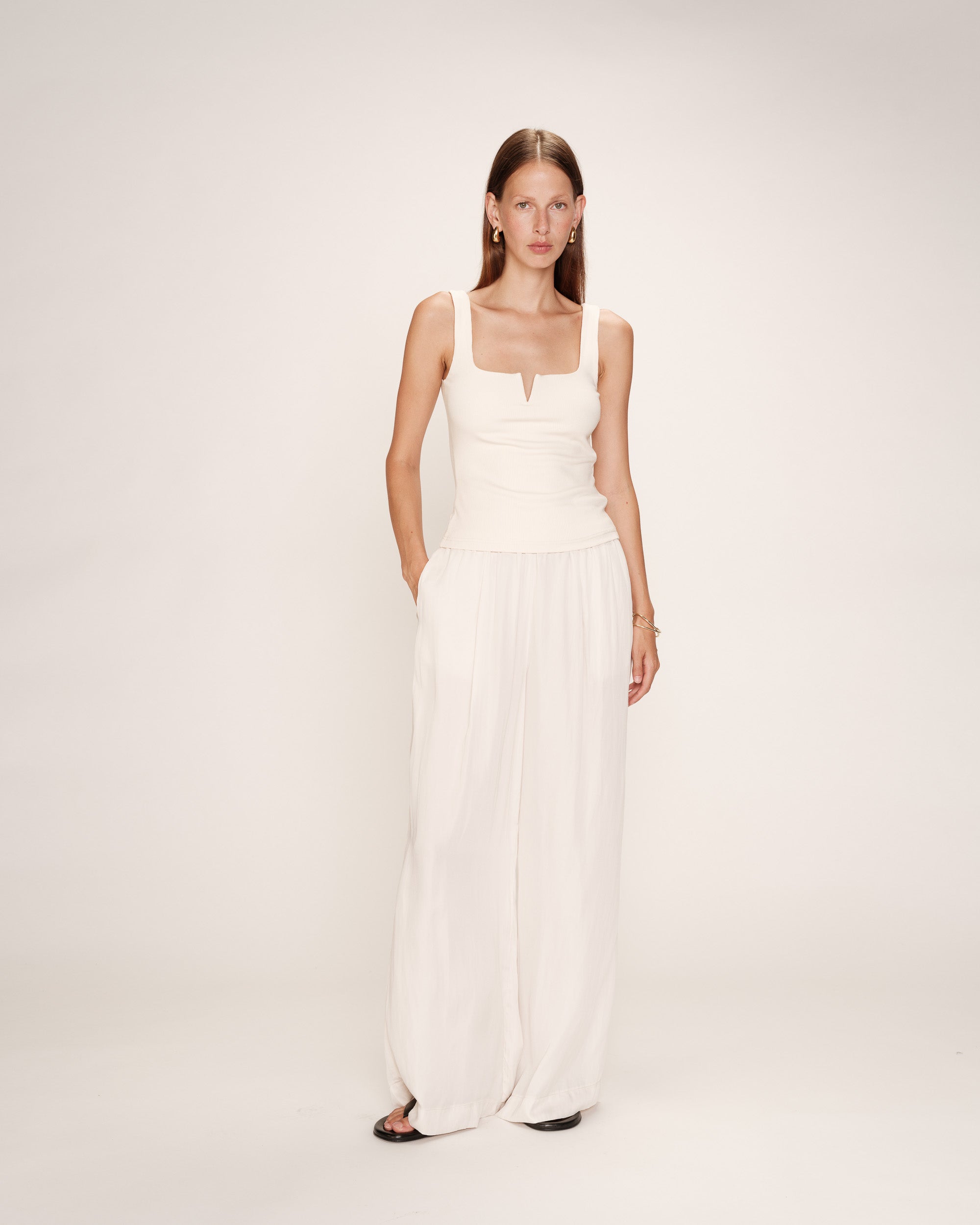 Debardeur a encolure carree ecru Rena