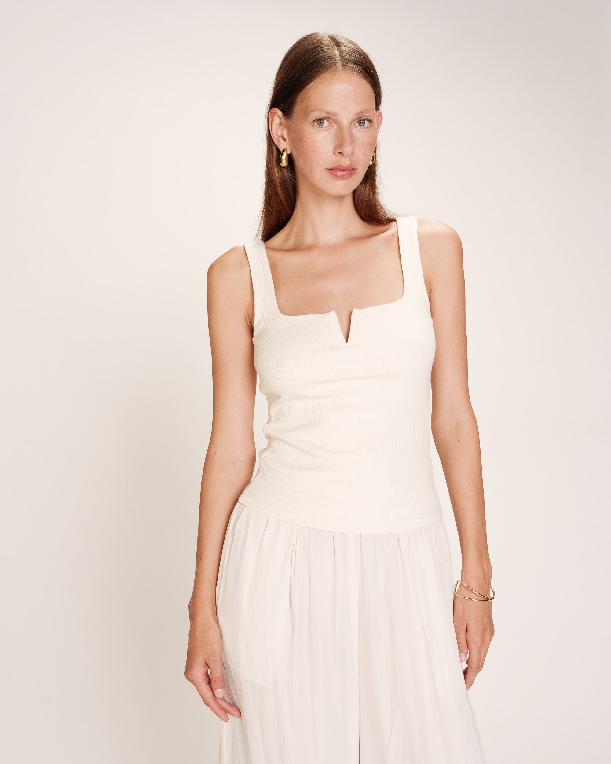 Debardeur a encolure carree ecru Rena