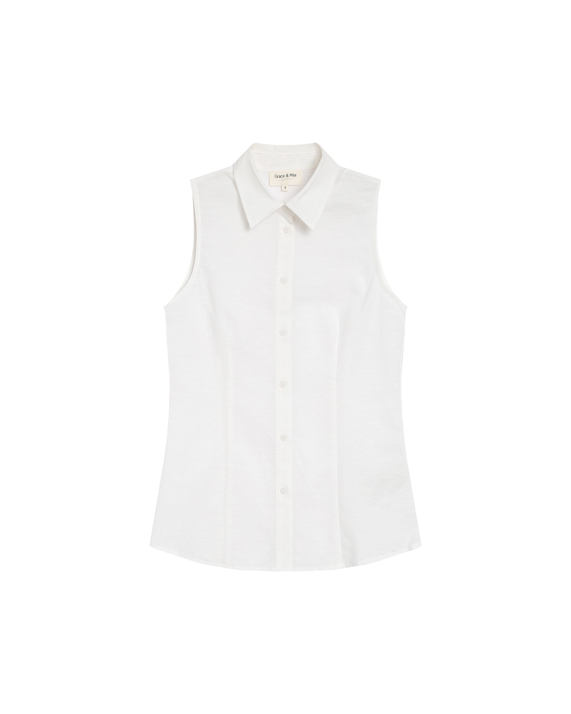 Fitted linen & cotton shirt ecru Renee_13286