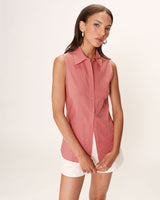 Fitted linen & cotton shirt rose Renee_13286