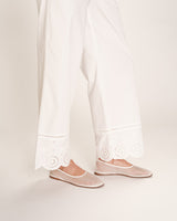 Eyelet embroidered trousers ecru Renoir_12928