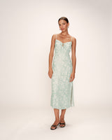 Robe longue a fleurs vert Retina