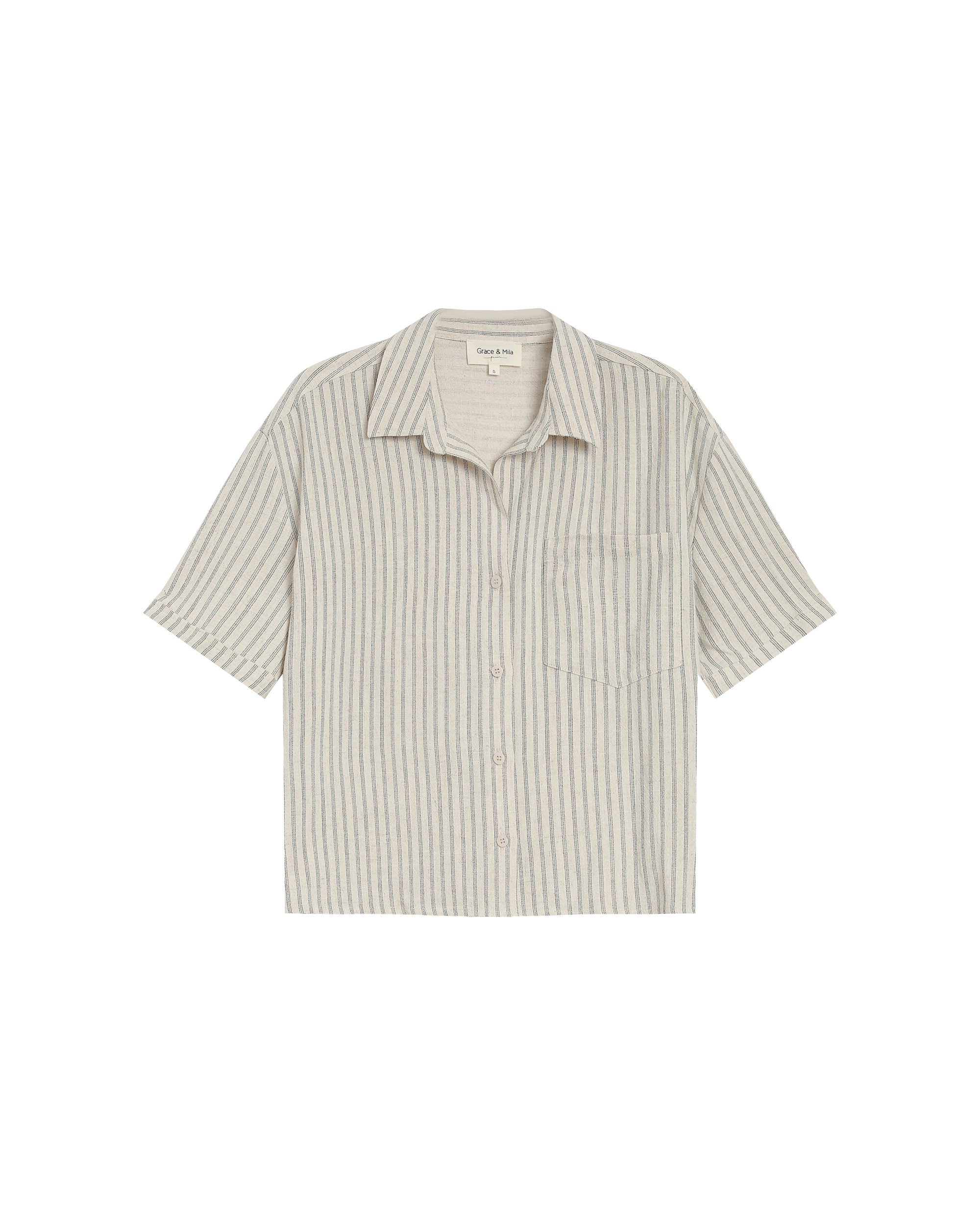Striped linen shirt ecru Rhum_13254