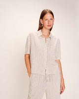 Striped linen shirt ecru Rhum_13254