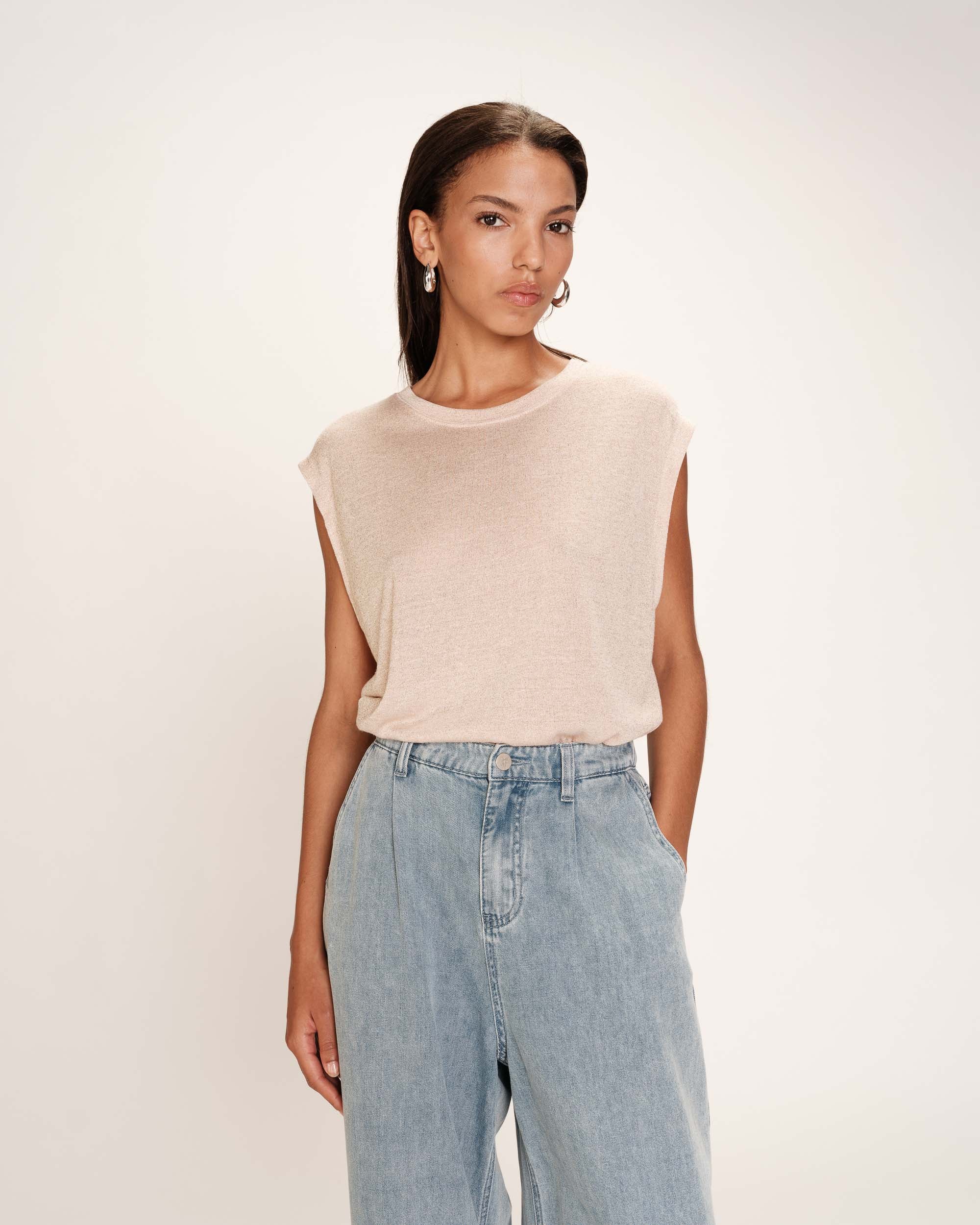 Straight lurex top champagne Rimbaud_13268