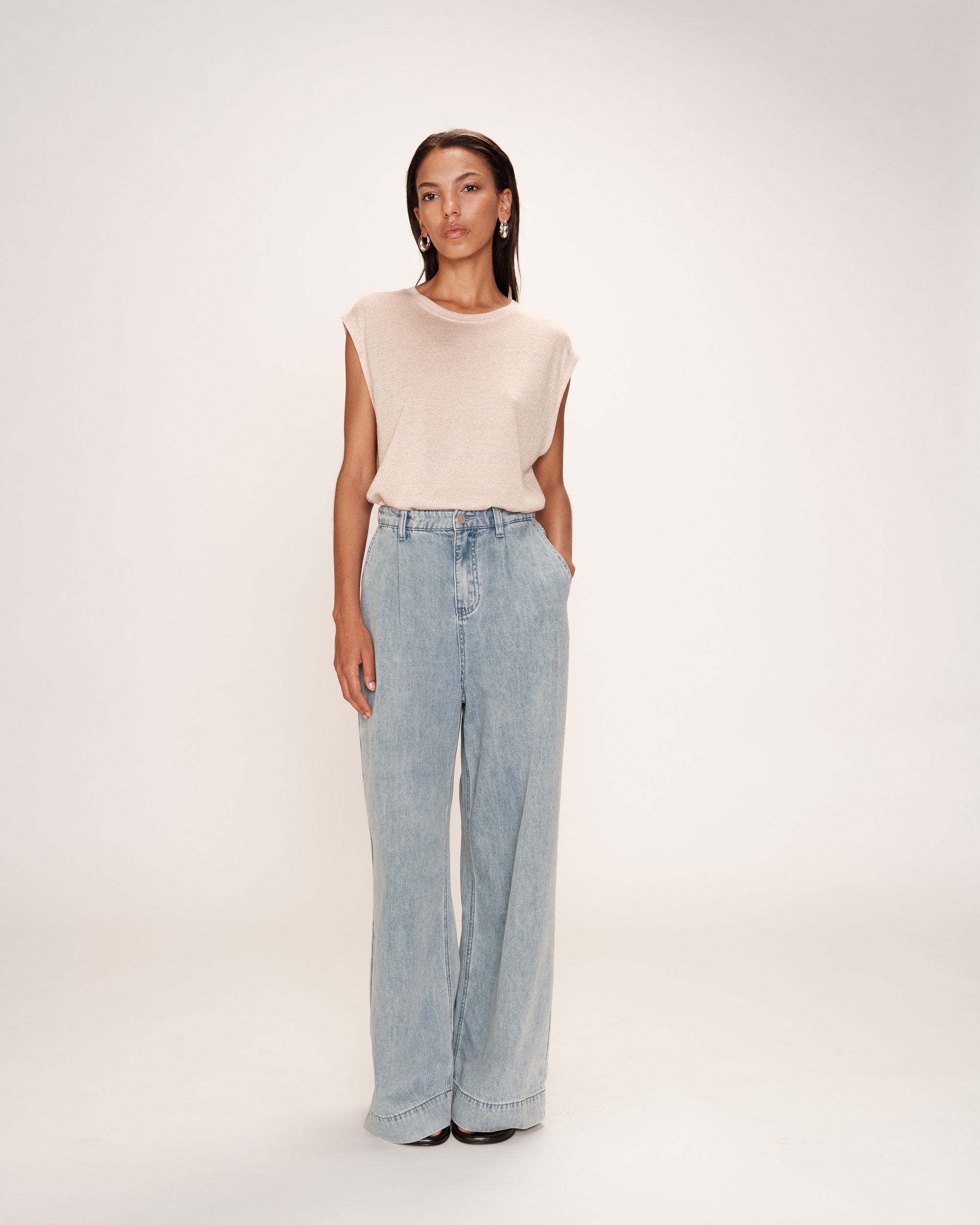 Straight lurex top champagne Rimbaud_13268