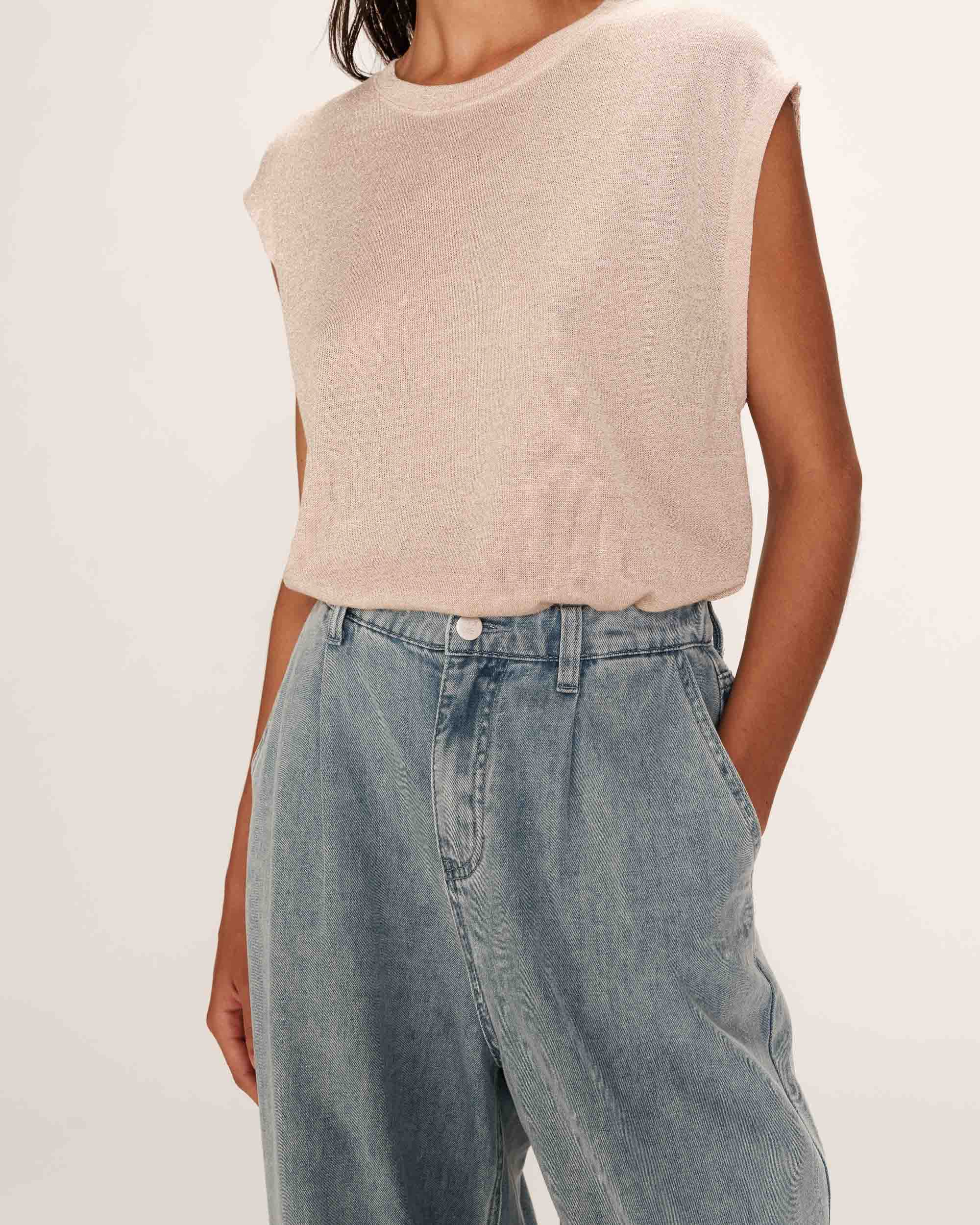 Straight lurex top champagne Rimbaud_13268