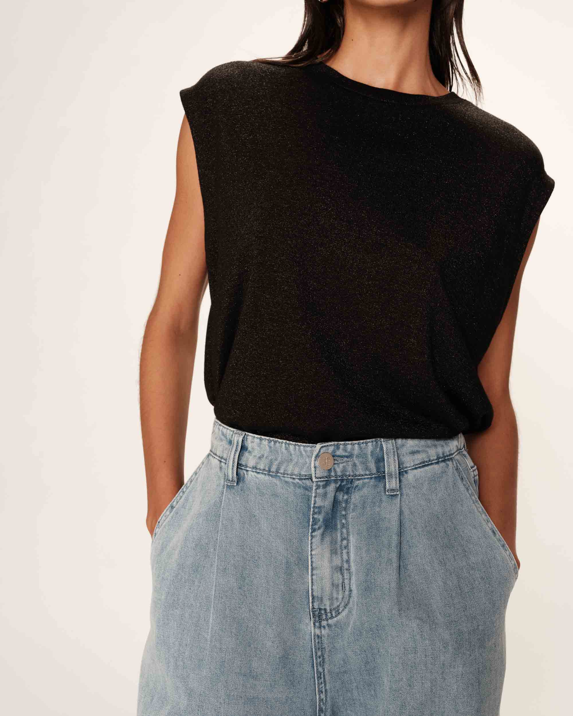 Straight lurex top black Rimbaud_13268