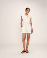 Wide cotton shorts ecru Rio_13112