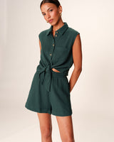 Wide cotton shorts emerald Rio_13112