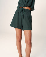 Wide cotton shorts emerald Rio_13112