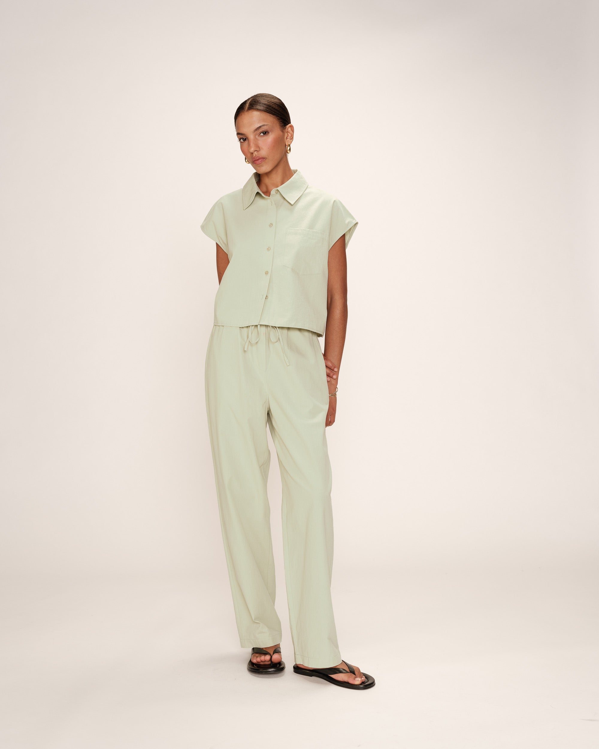 Short cotton shirt menthe Rise_13228