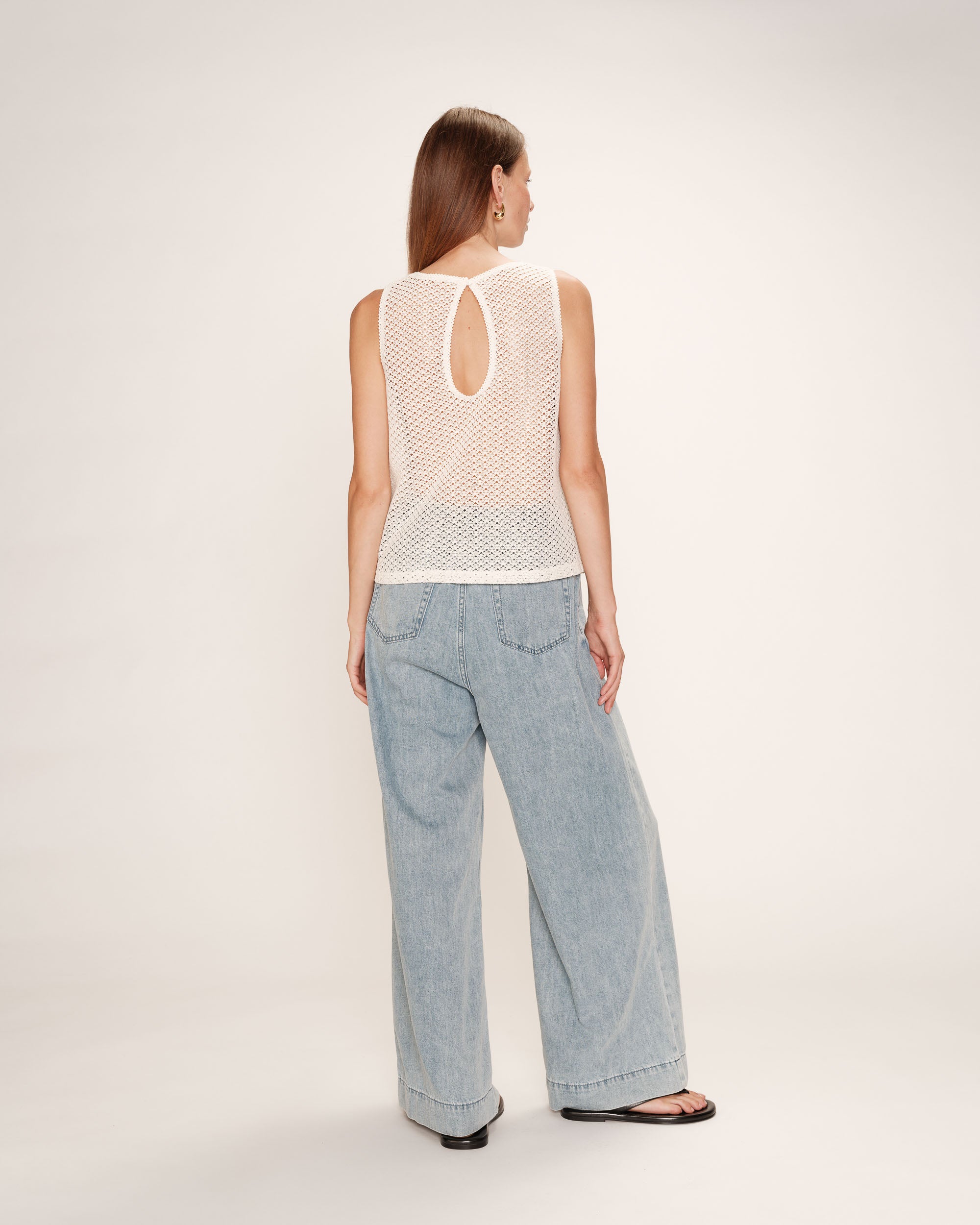 Top col rond en dentelle ecru Ritual