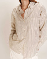 Chemise oversize rayee ecru Riviere