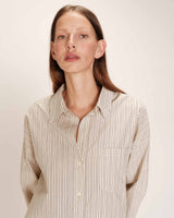 Chemise oversize rayee ecru Riviere