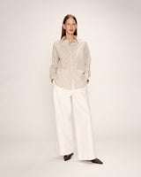 Chemise oversize rayee ecru Riviere