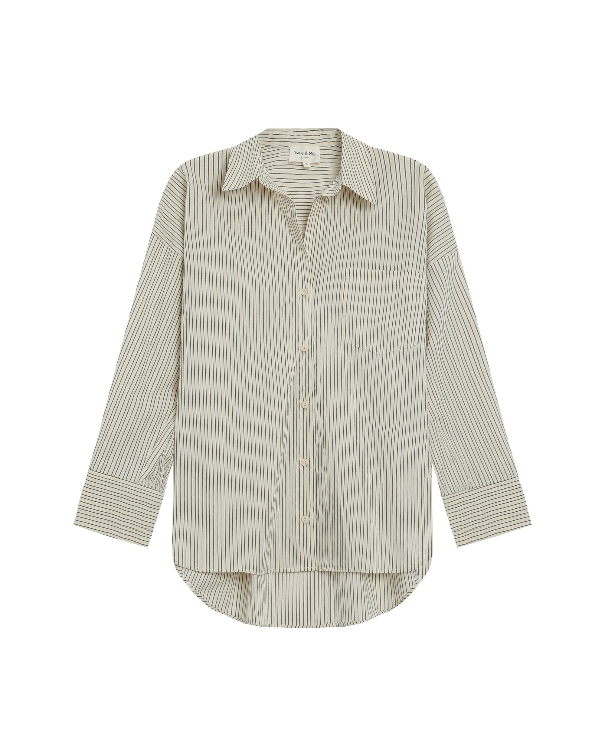Chemise oversize rayee ecru Riviere