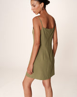 Robe courte encolure carree vert Rivoli