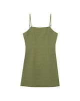 Robe courte encolure carree vert Rivoli