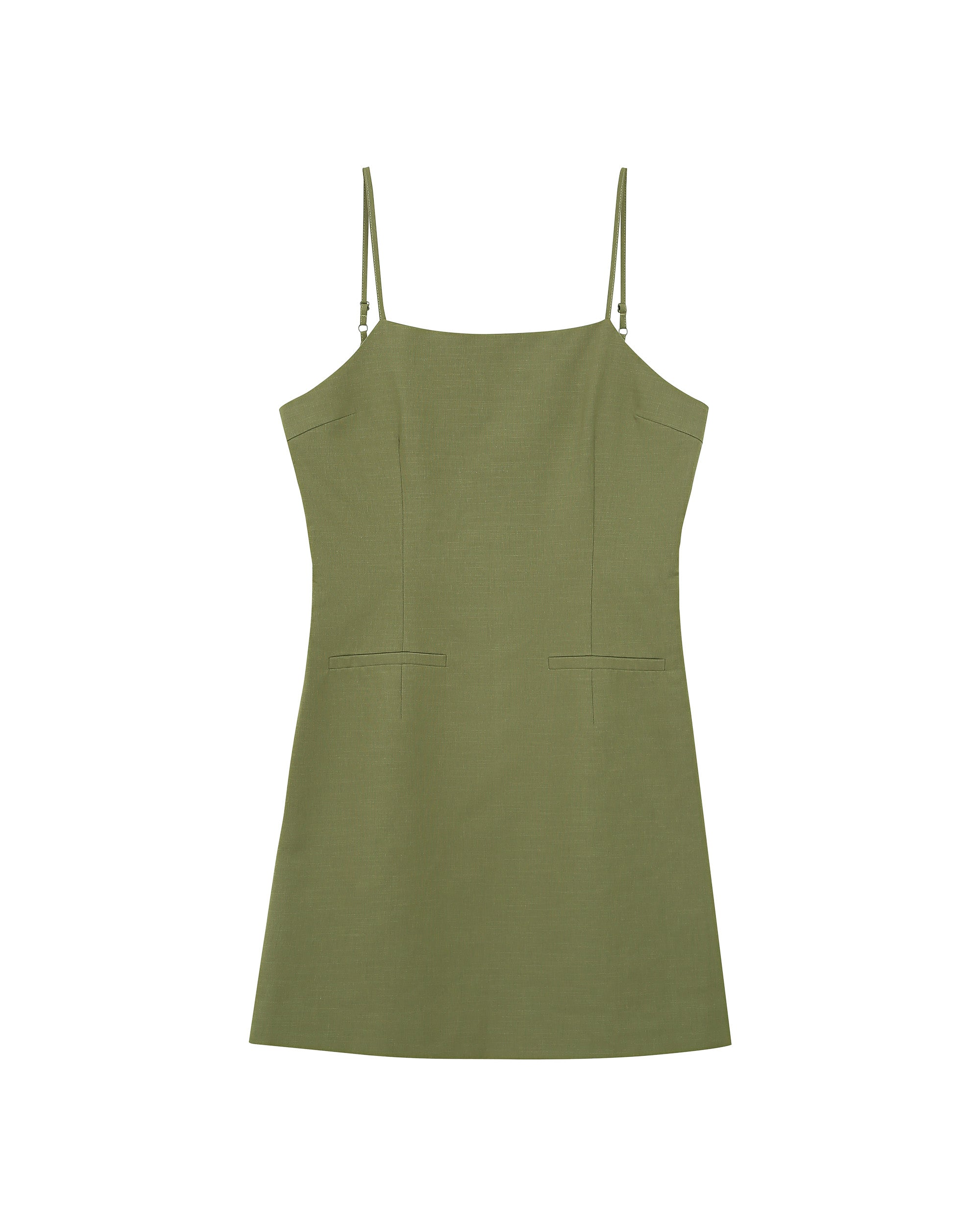 Robe courte encolure carree vert Rivoli