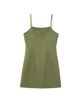 Robe courte encolure carree vert Rivoli