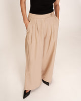 Pantalon droit en lin beige Robin