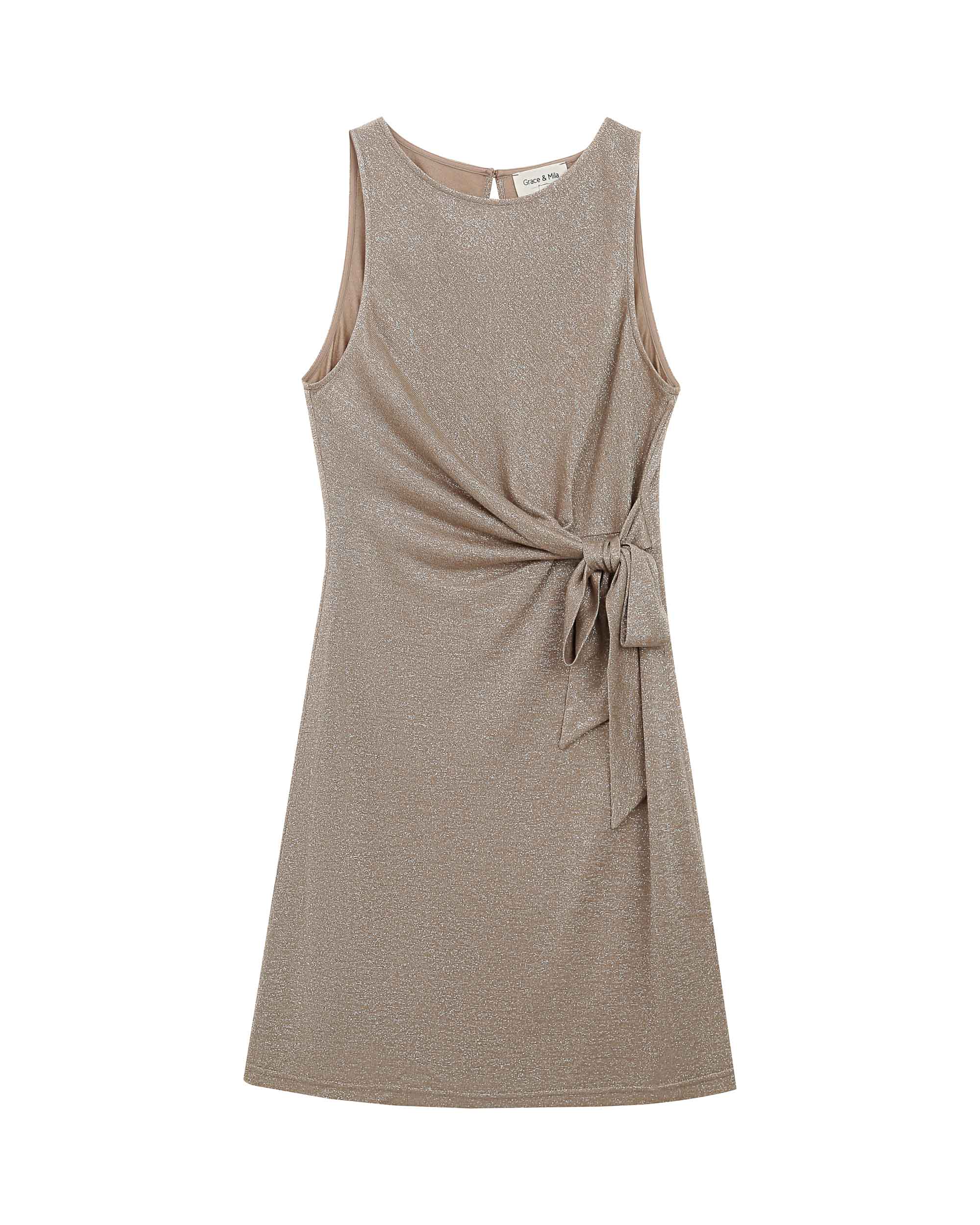 Robe courte en lurex taupe Rolling