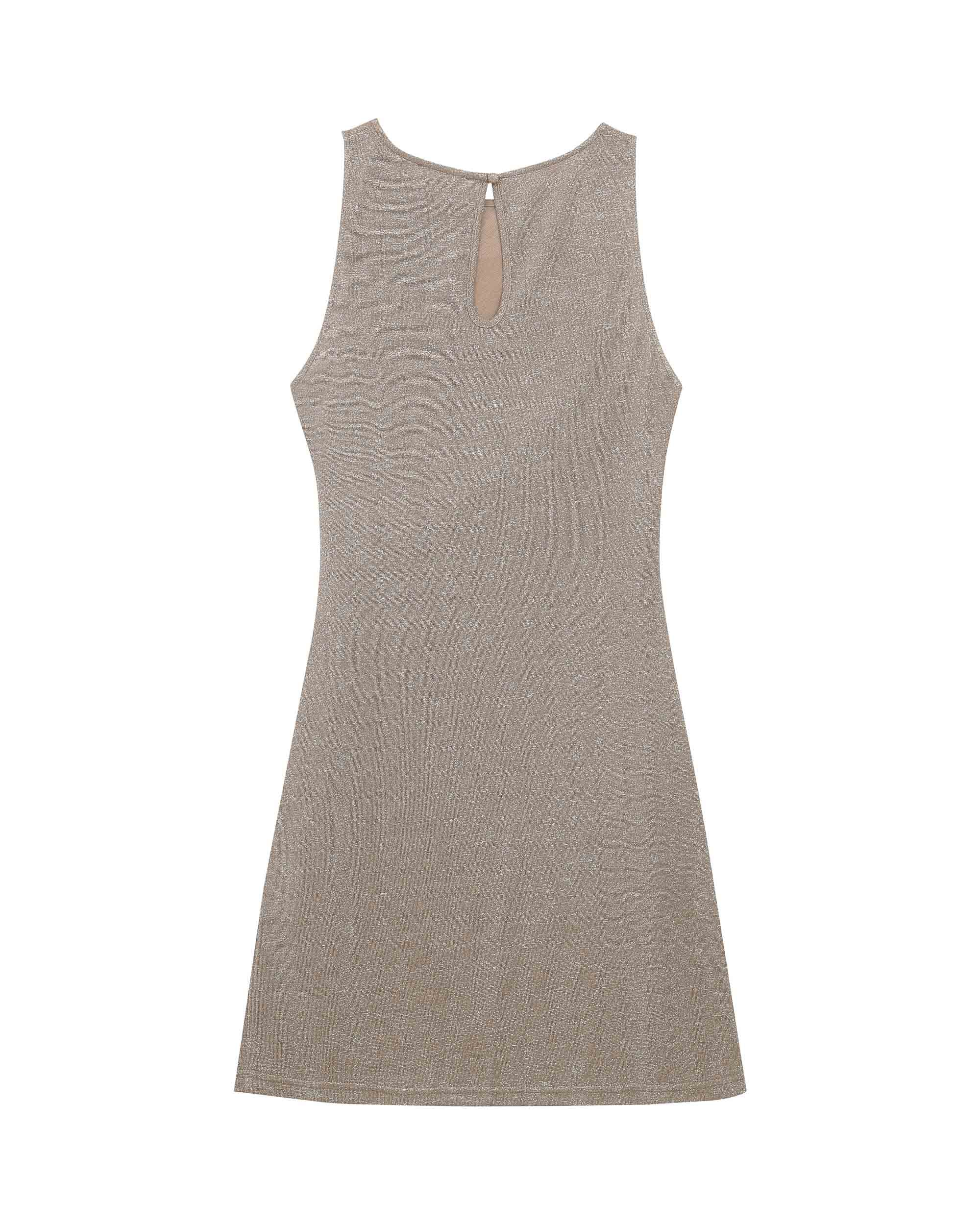 Robe courte en lurex taupe Rolling
