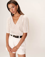 Top en broderie anglaise ecru Romeo