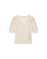 Top en broderie anglaise ecru Romeo