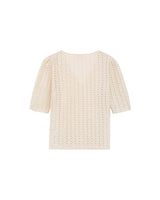 Top en broderie anglaise ecru Romeo