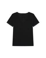 Top col v en dentelle noir Rome