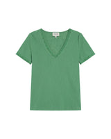 Top col v en dentelle vert Rome