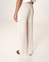 Pantalon en maille ajoure ecru Romy